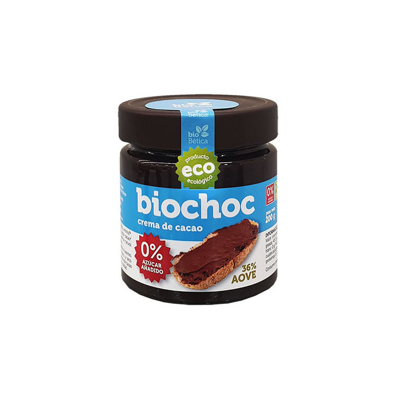 Biochoc crema de cacao  bio 0% azucar añadido 200gr