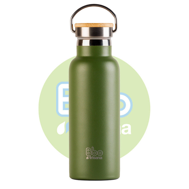 Botella bbo termo con tapon bambu 500ml verde