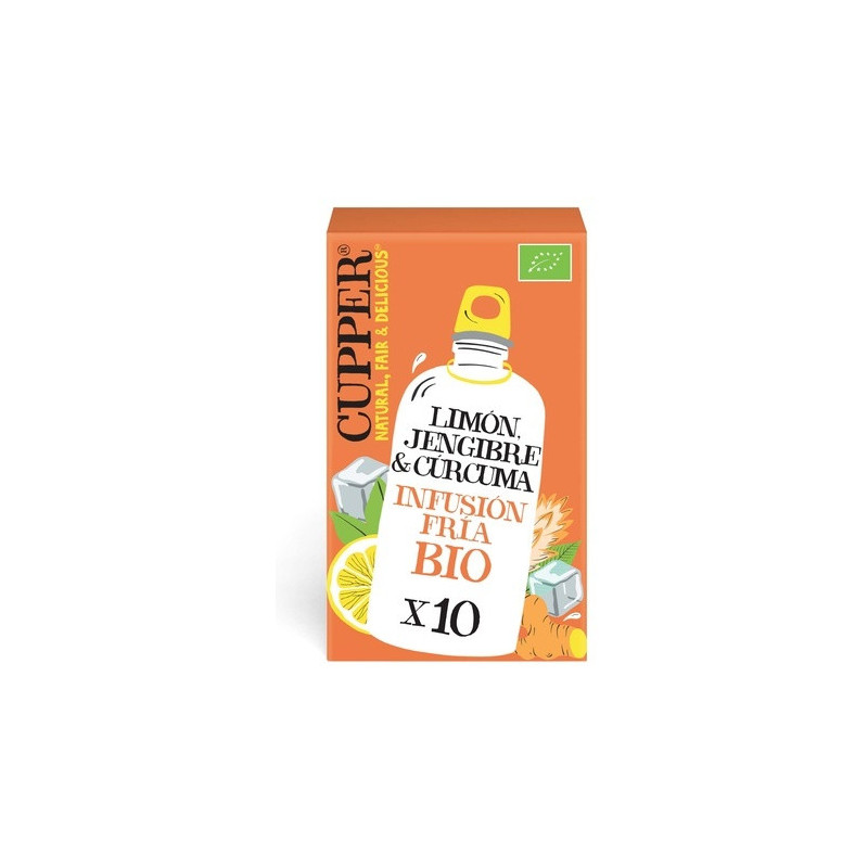 Infusion fria con limon jengibre y curcuma bio 10 bolsas