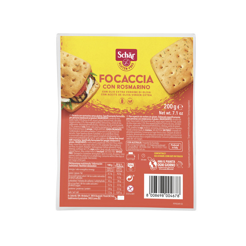 Focaccia al rosmarino 200g schar