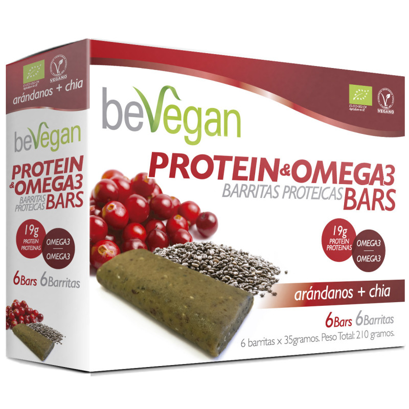 Bevegan barritas bio arándano y chía protein antioxidante(6x36 gr)