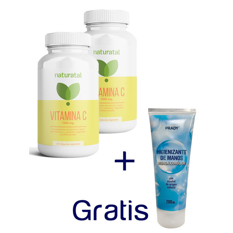 Pack 2 vitamina c  y  1 gel hidroalcoholico 200 ml de regalo