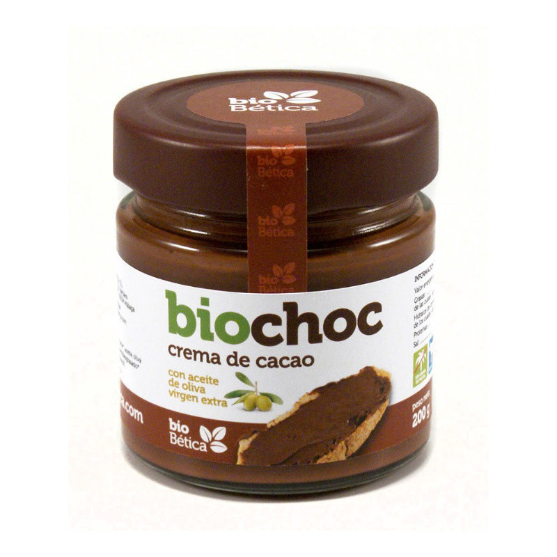 Biochoc crema de cacao bio 200gr cristal con aceite de oliva virgen extra